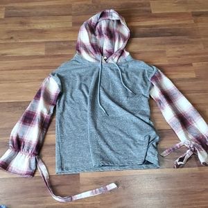 Grey and plaid dressy hoodie